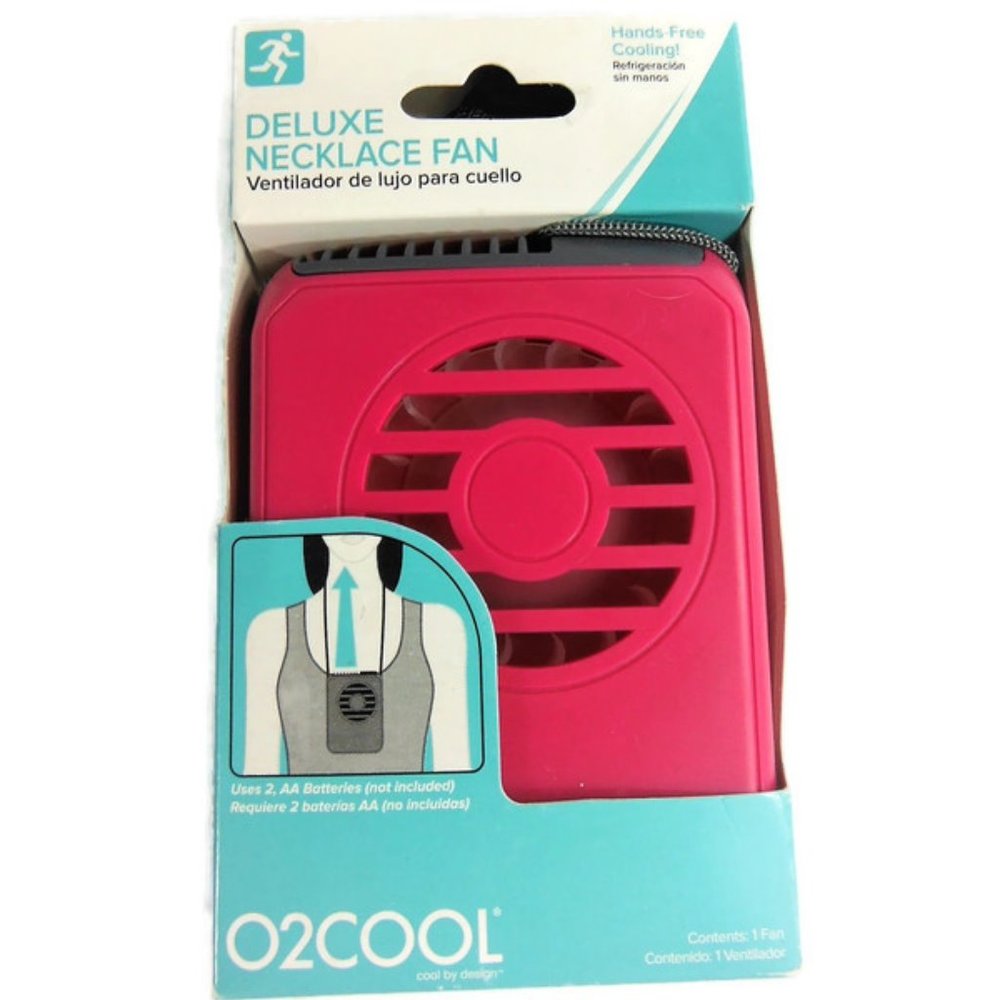 New O2COOL Pink Deluxe Necklace Fan